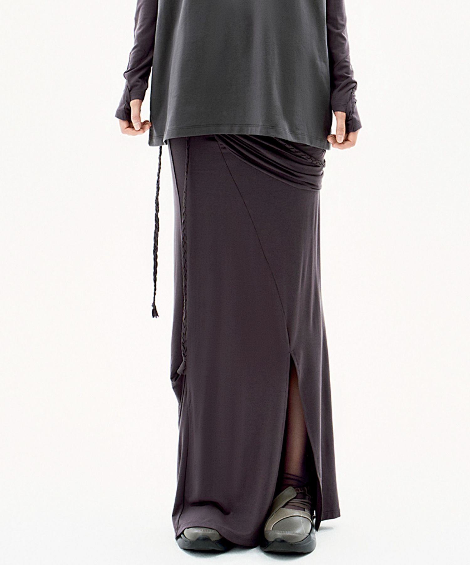 【OJOS】25ss Layering Draped Maxi Skirt MUSINSA | OJOS Layering Draped Maxi Skirt / Charcoal