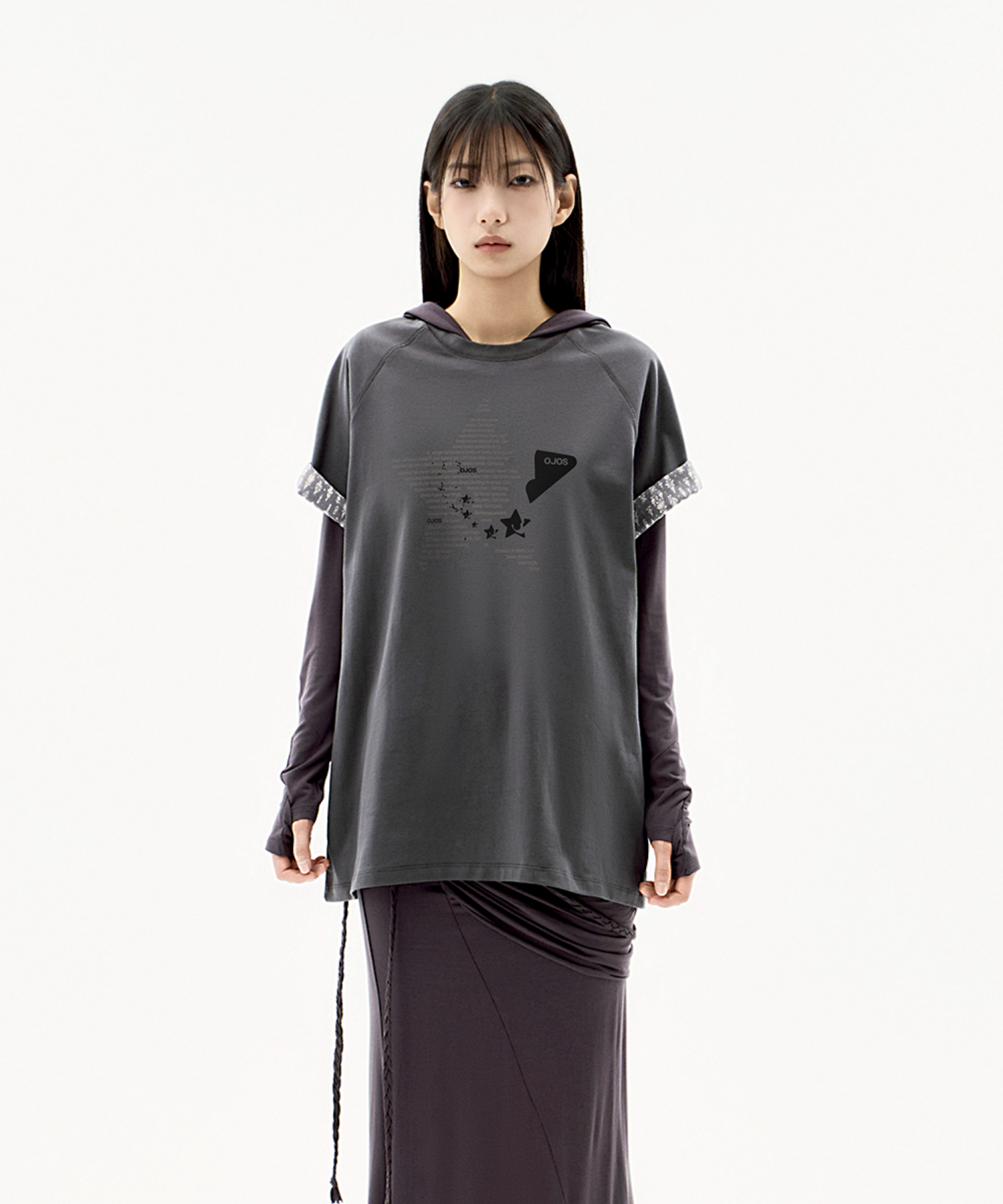 【OJOS】25SS★ Double Sleeves Raglan T-shirt MUSINSA | OJOS Double Sleeves Raglan T-shirt / Charcoal