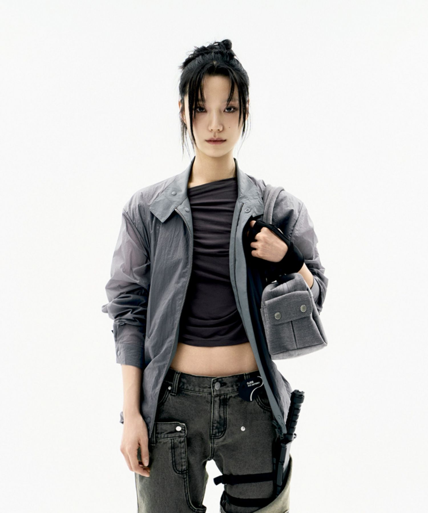 【OJOS】25SS★ Layered Sheer Blouson MUSINSA | OJOS Layered Sheer Blouson / Charcoal