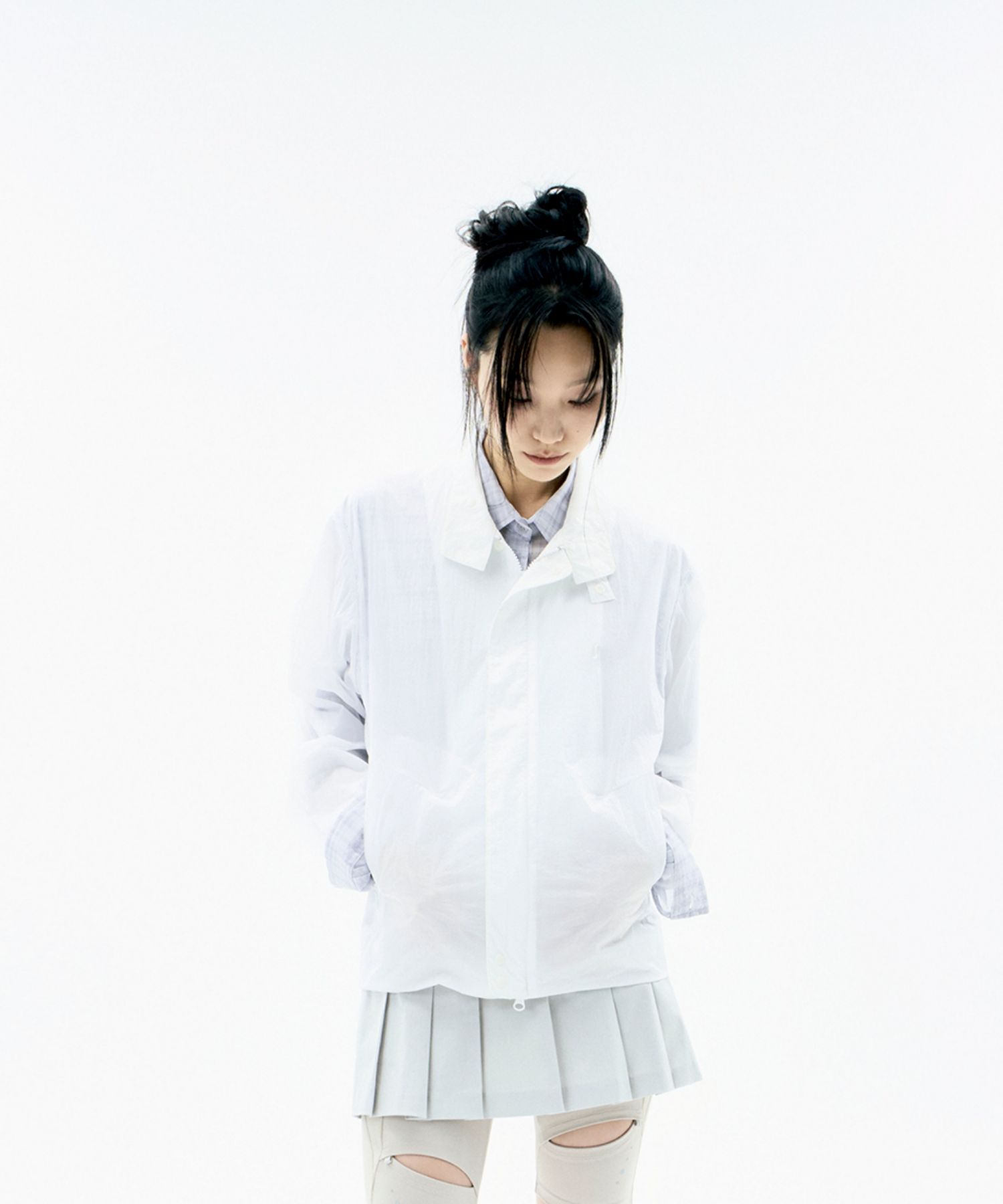 【OJOS】25SS★ Layered Sheer Blouson MUSINSA | OJOS Layered Sheer Blouson / Charcoal