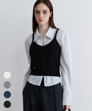 (우먼)코튼 뷔스티에 니트 - 4 COLOR