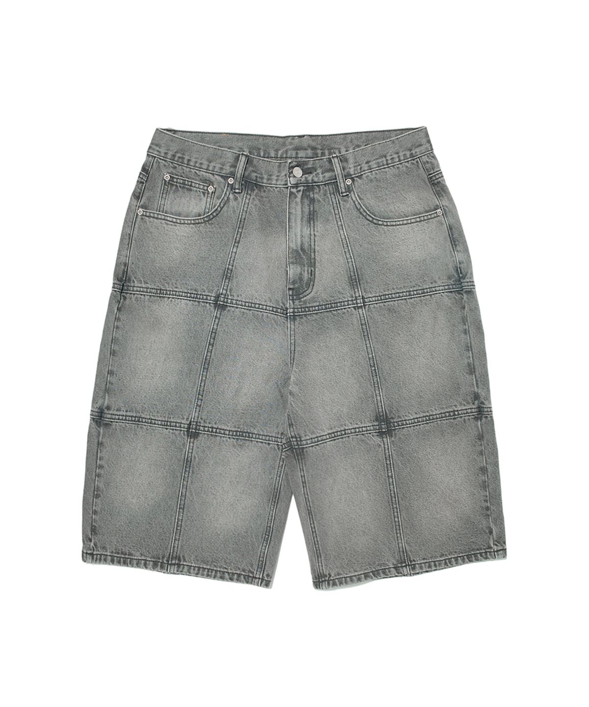 위캔더스(WKNDRS) PATCH WORK DENIM SHORTS (GREY)