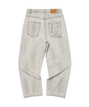 FACE DENIM PANTS (S.GREY)