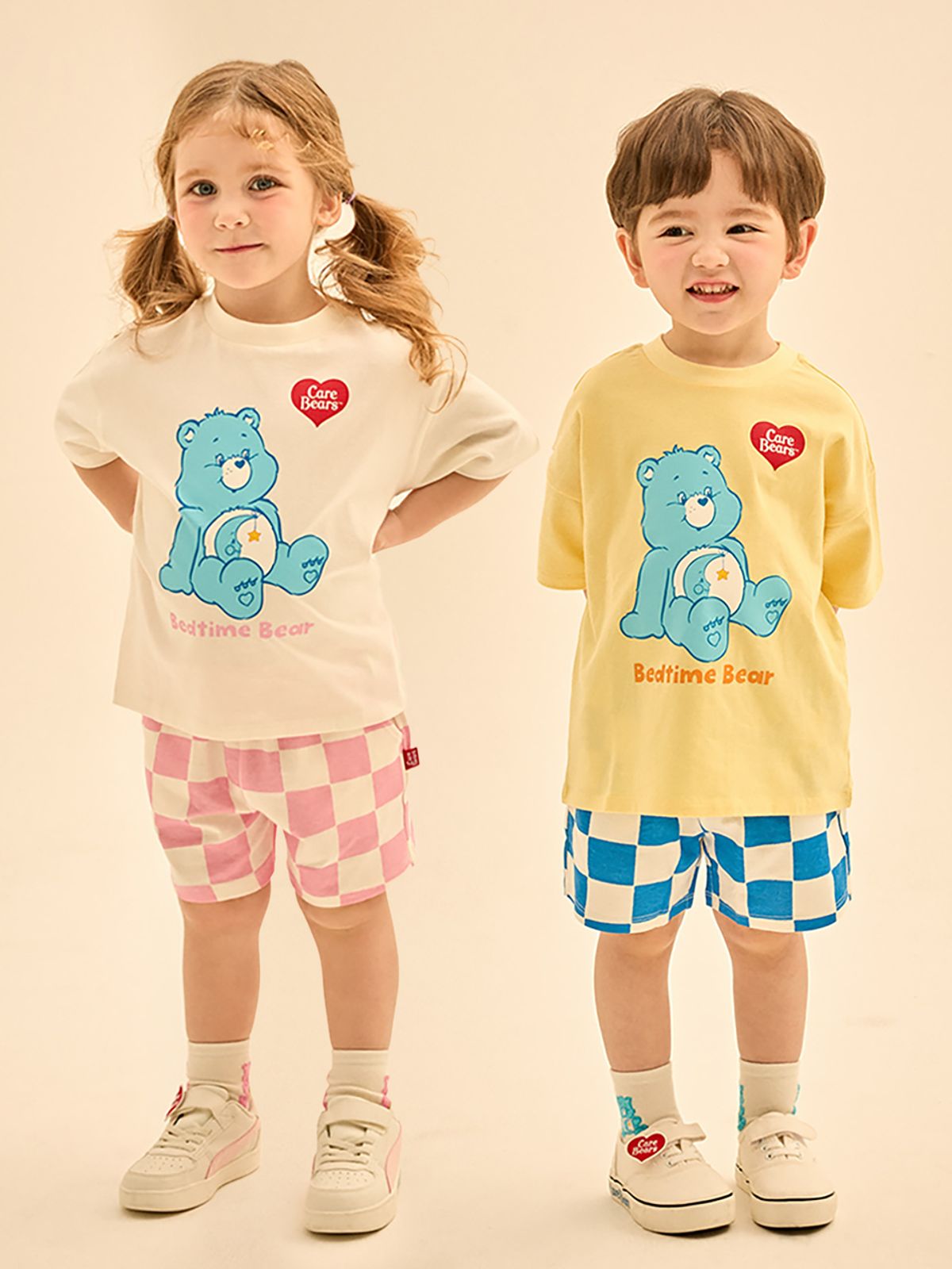케어베어(CAREBEARS) 굿나잇 베드타임베어 체커보드 반팔상하복