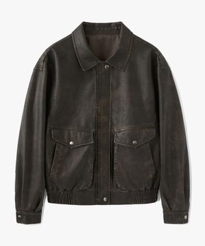 (우먼)스모크 레더 봄버 자켓