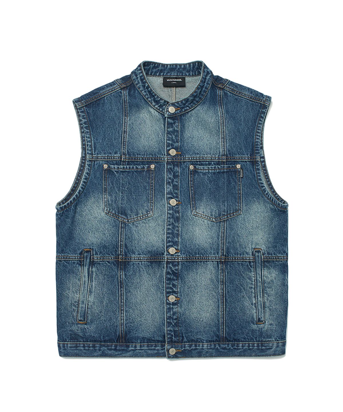 위캔더스(WKNDRS) PATCH WORK DENIM VEST (DENIM)