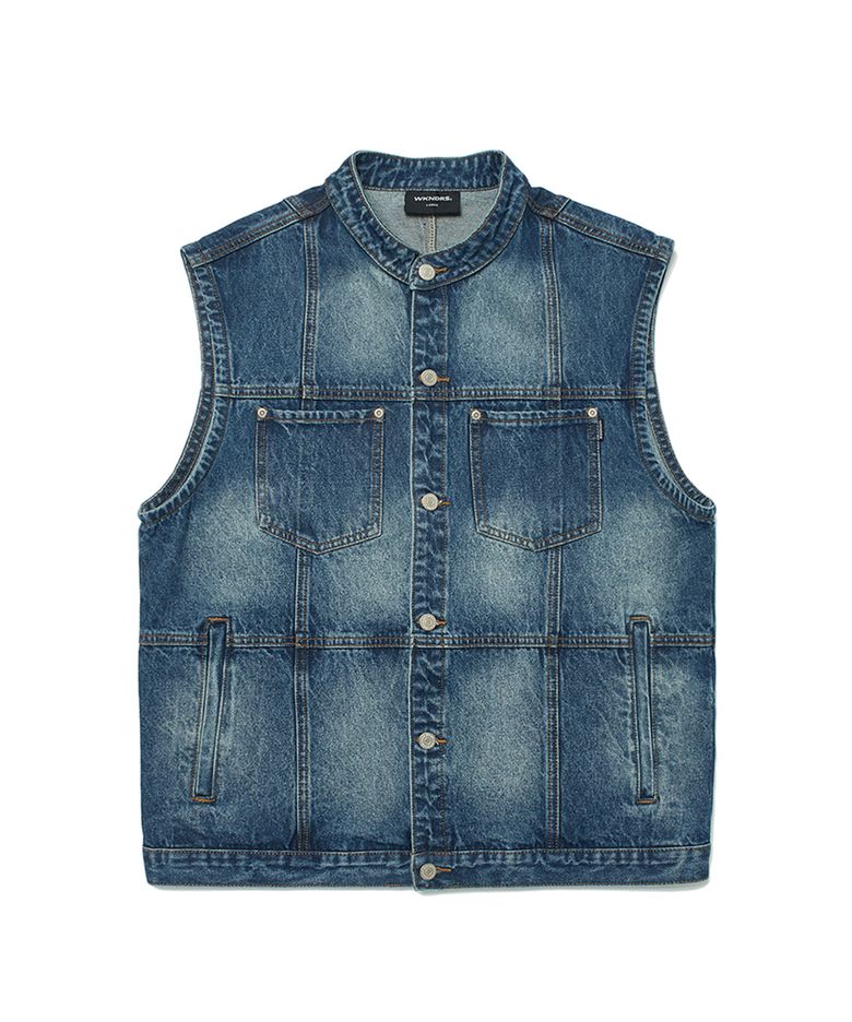 PATCH WORK DENIM VEST (DENIM)