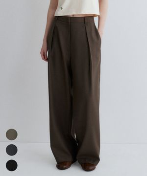 (우먼)울 원 턱 와이드 슬랙스 - 3 COLOR