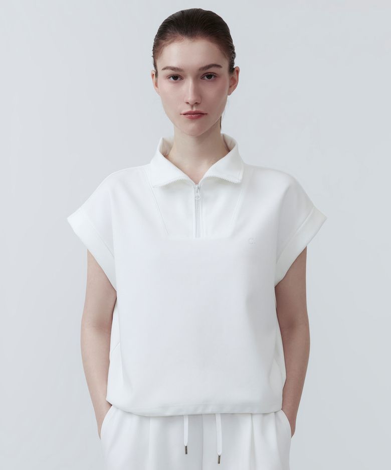 [25SS clove] Soft Half Zip-Up Vest (Ivory)