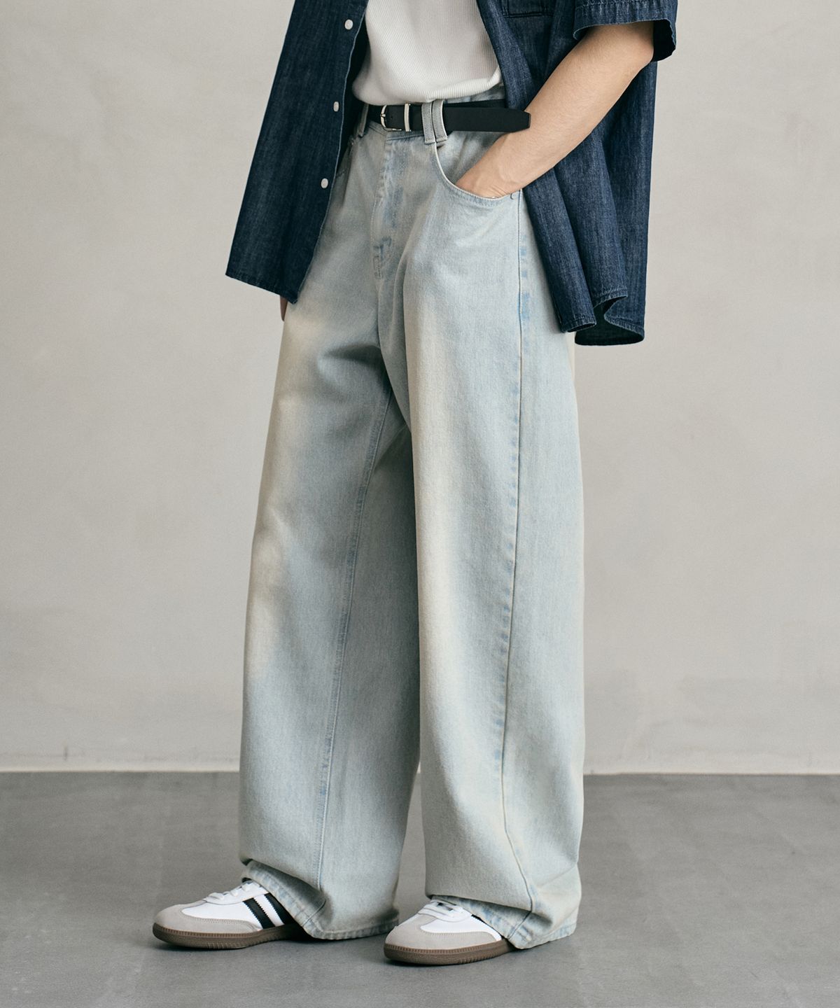 데케트(DECET) Tin Washed Wide Jeans DCPT059IceBlueB