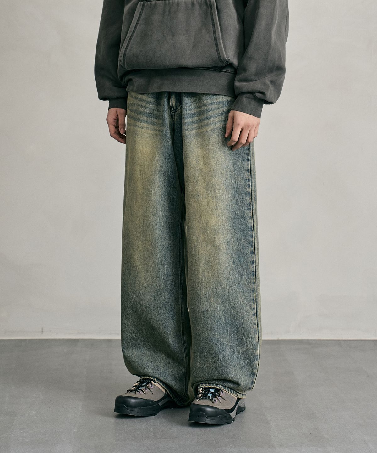 데케트(DECET) Tin Washed Wide Jeans DCPT059RustYellow
