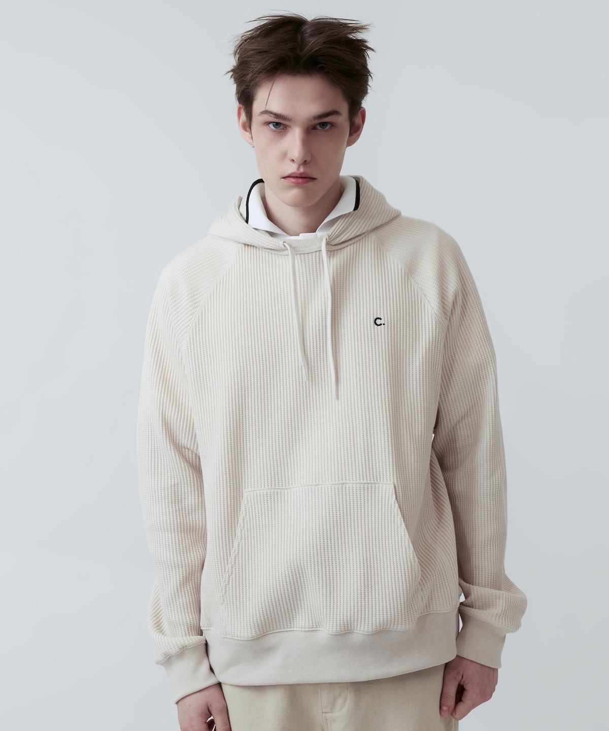 클로브(CLOVE) [25SS clove] Waffle Hooded Pullover_Men (Light Beige)