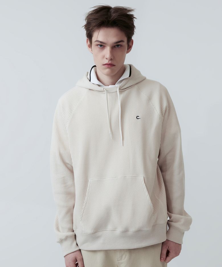 [25SS clove] Waffle Hooded Pullover_Men (Light Beige)