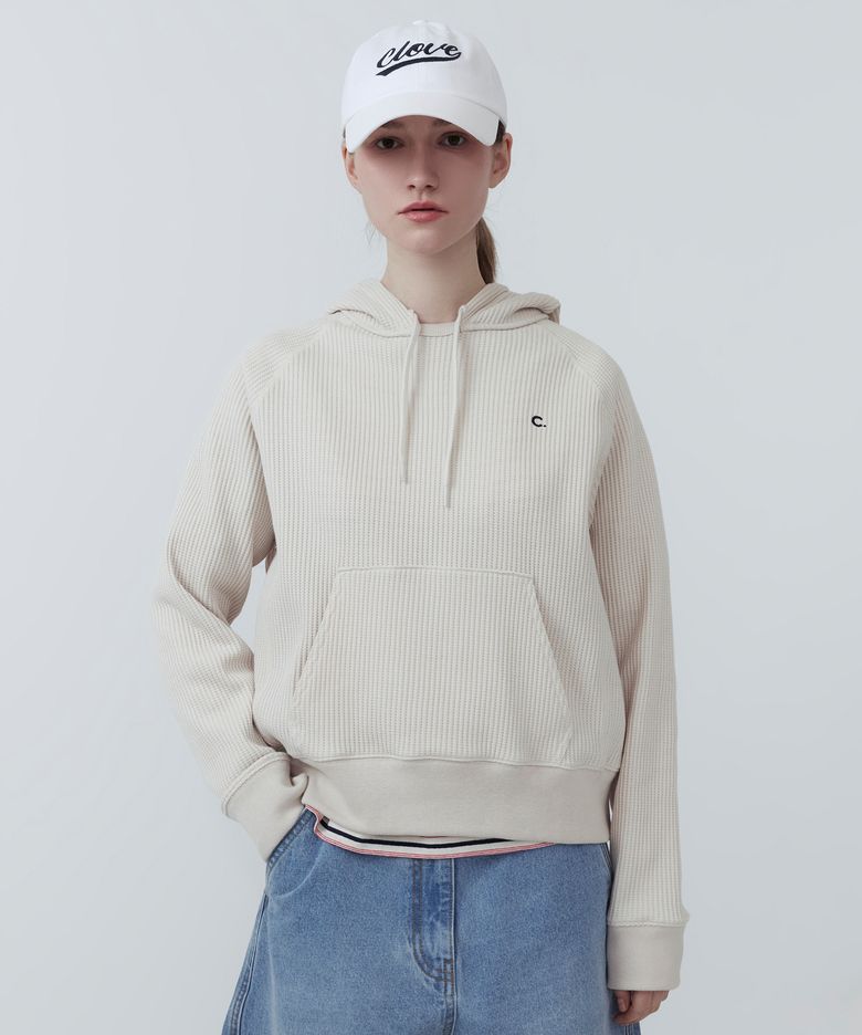 [25SS clove] Waffle Hooded Pullover_Women (Light Beige)