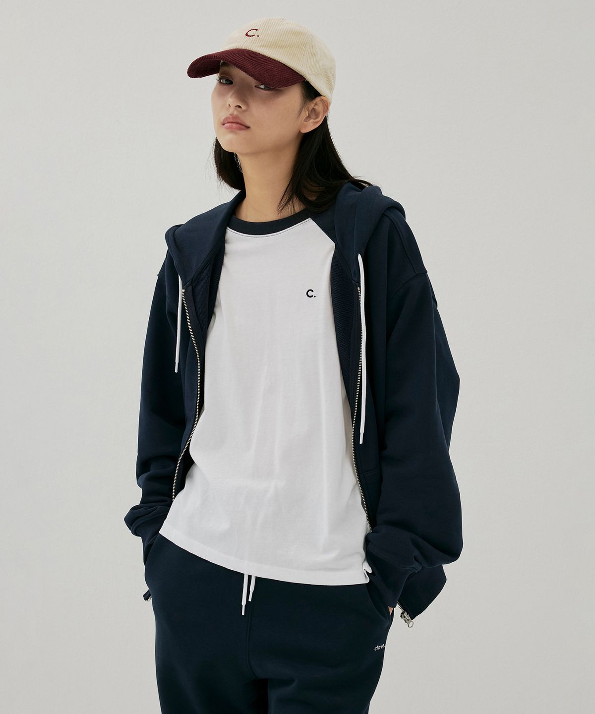 클로브(CLOVE) New Active Oversized Hoody Zip-up (Dark Navy)