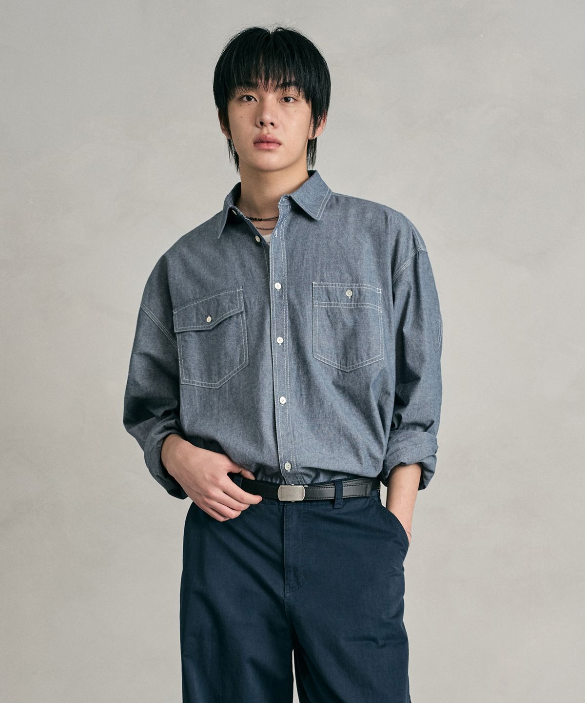 데케트(DECET) Chambray Over Shirt DCSH008LightBlue