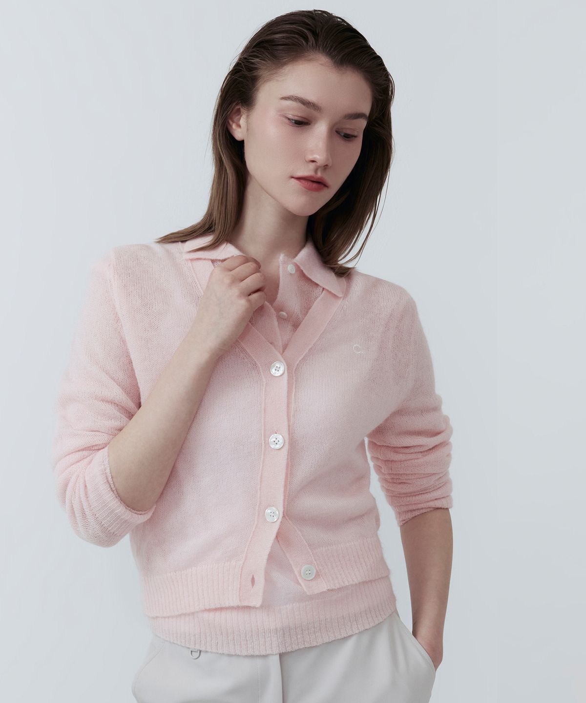 클로브(CLOVE) [25SS clove] Kid Mohair Cardigan (Light Pink)