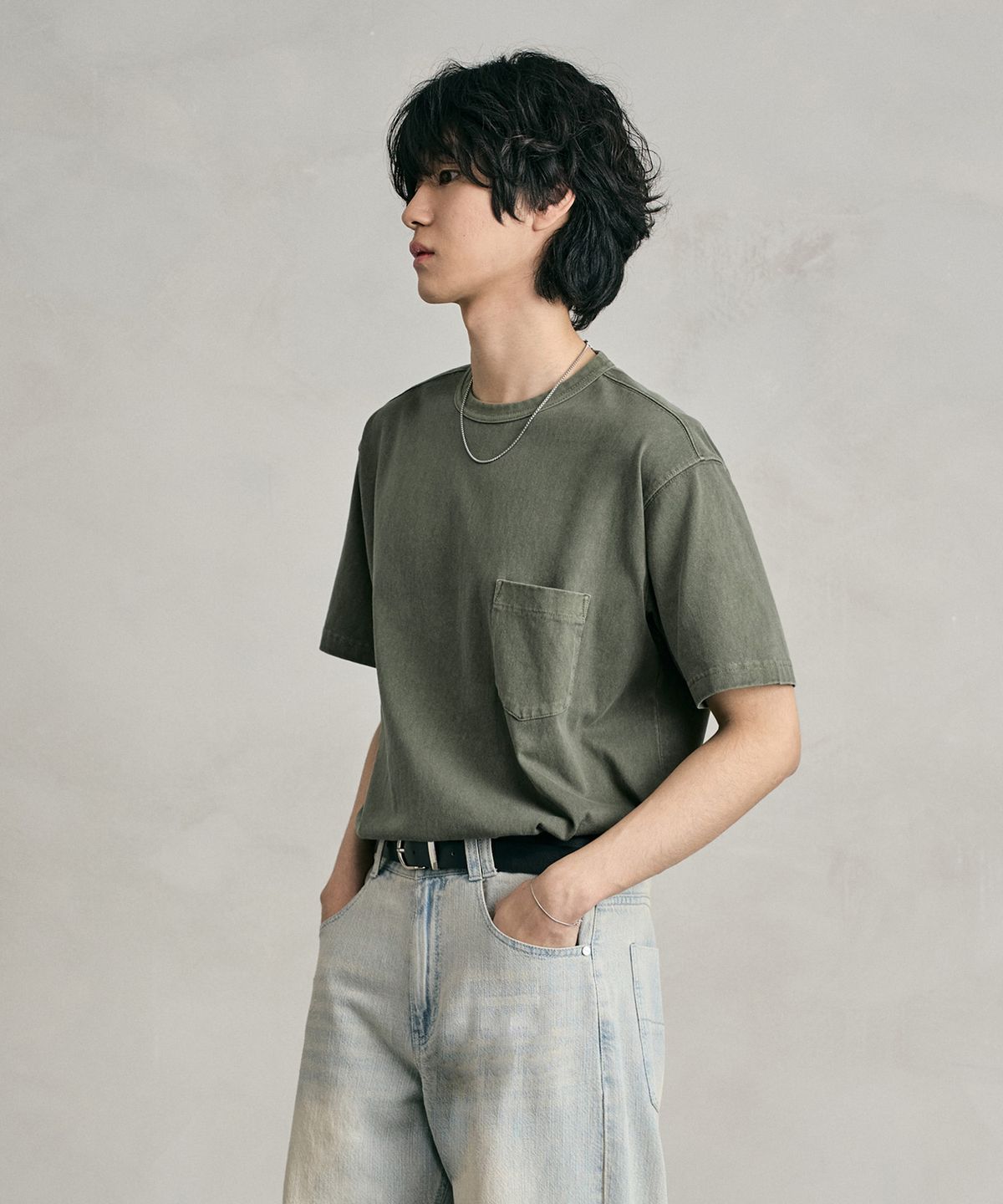 데케트(DECET) Pigment Pocket T-Shirt DCTS001Khaki