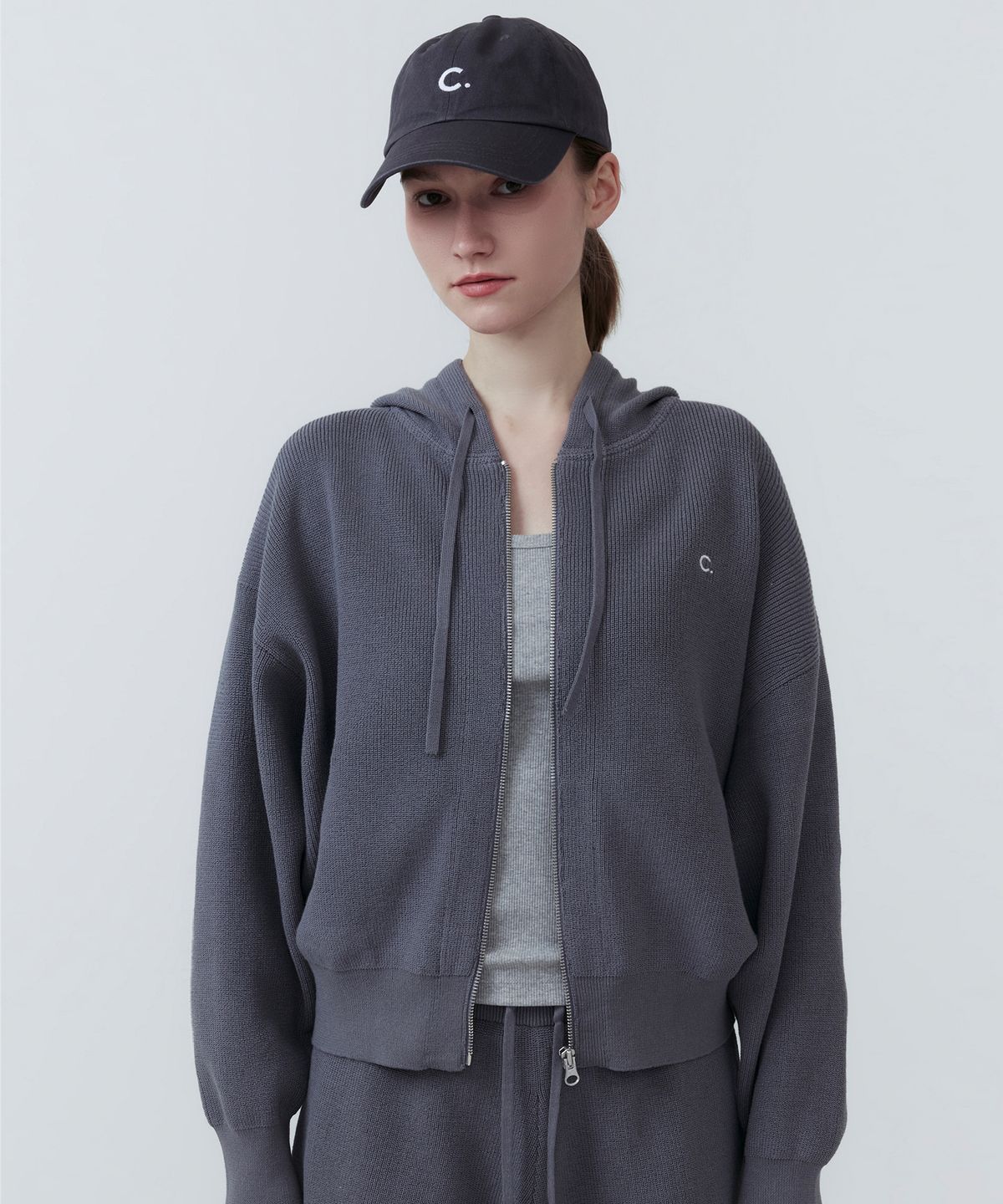 클로브(CLOVE) [25SS clove] Knit Hoody Zip-up (Grey)