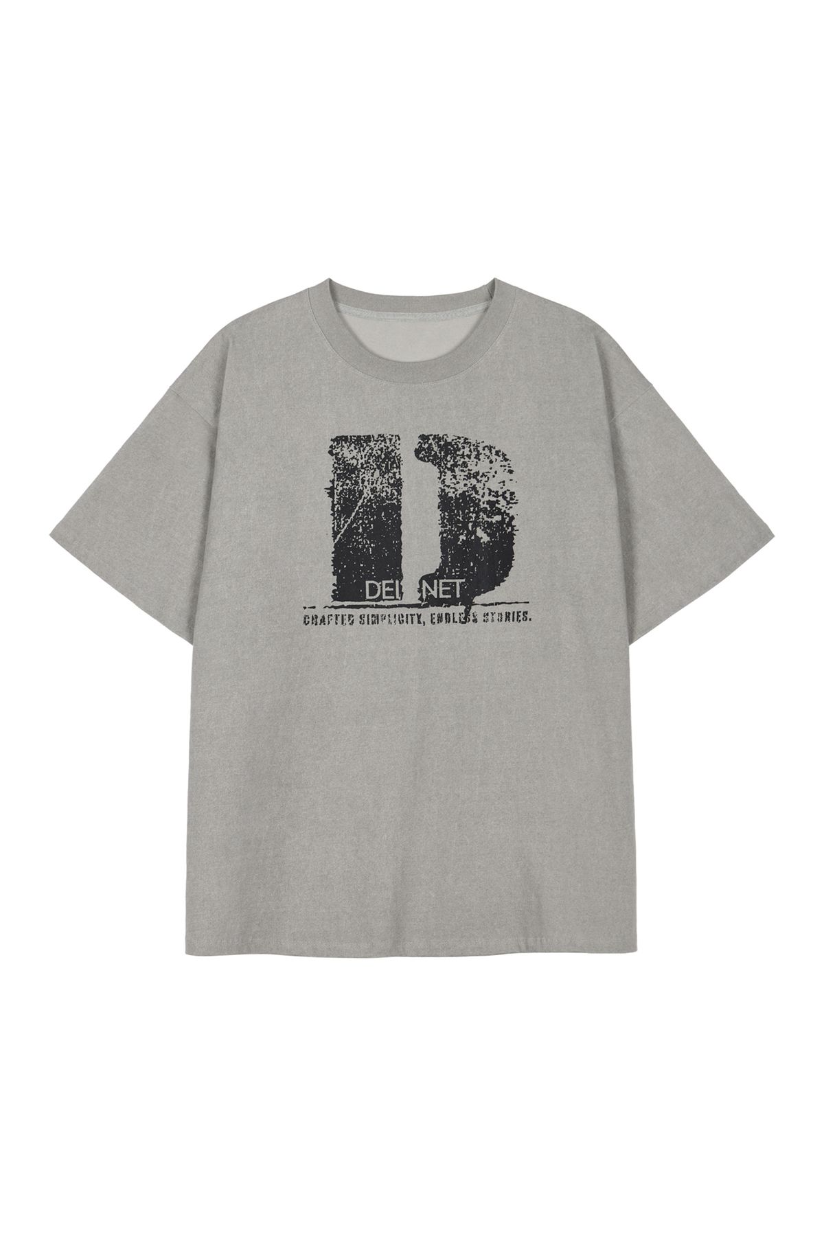 다이닛(DEINET) D ACCENT CRACK LOGO T-SHIRTS IN GREY