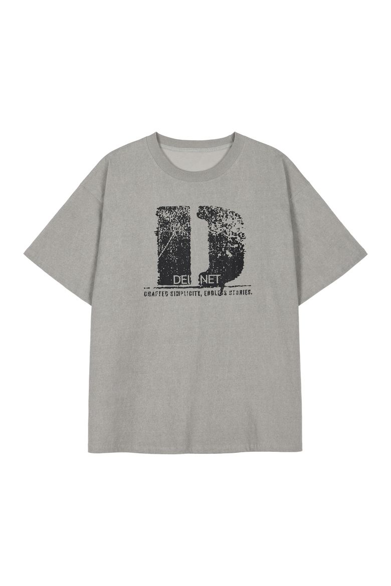 D ACCENT CRACK LOGO T-SHIRTS IN GREY