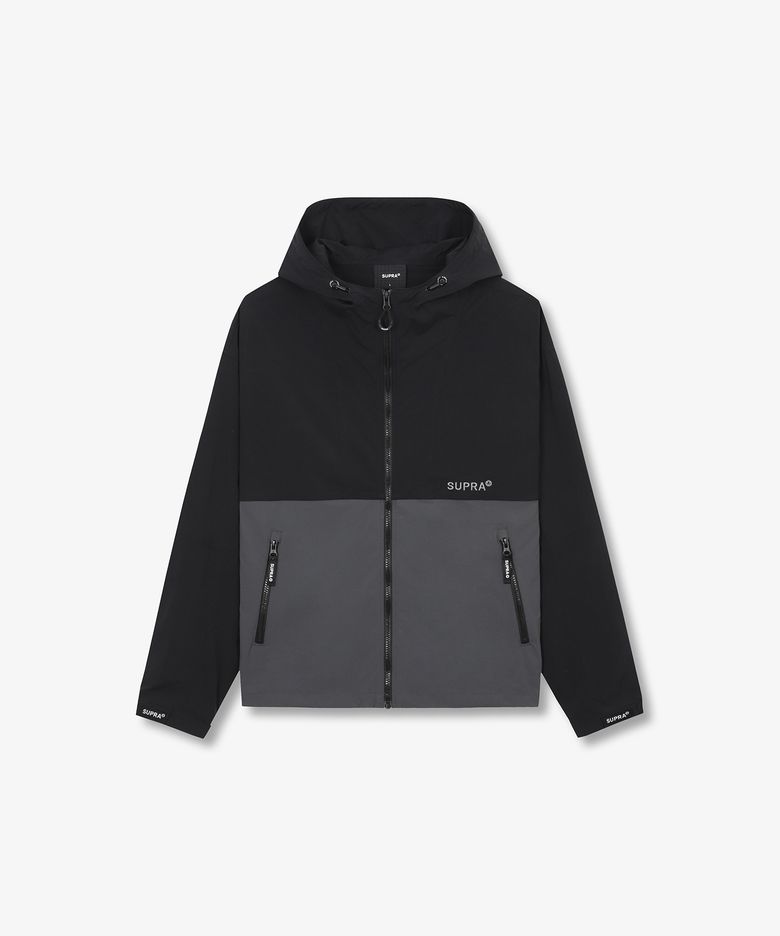 로고 배색 후드 바람막이(BLACK)
