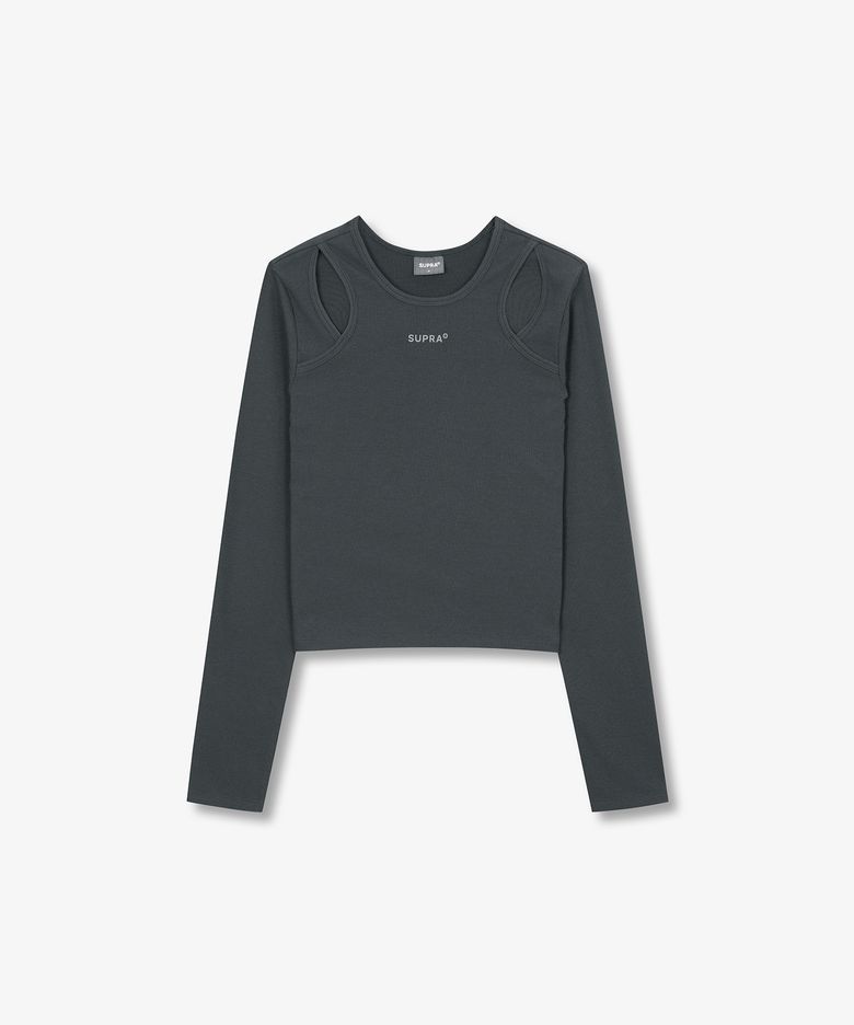 여성 컷아웃 긴팔 티셔츠(GRAY)