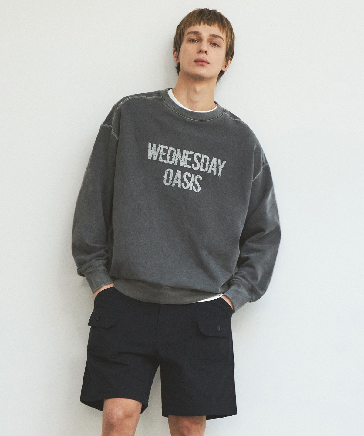 웬즈데이오아시스(WEDNESDAY OASIS) 피그먼트 워시드 다잉 스웨트셔츠_3Color(WV25-TP01)