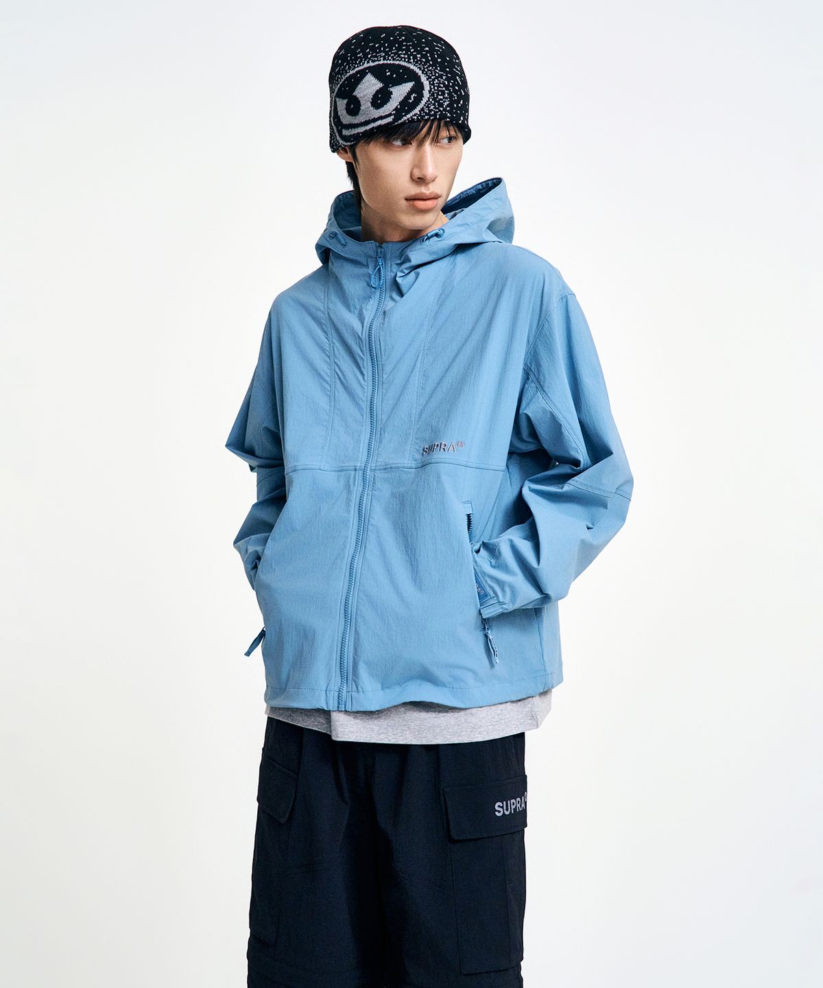 수프라(SUPRA) 로고 배색 후드 바람막이(BLUE)