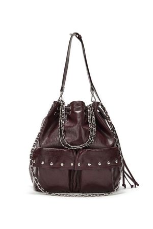 DEINET 5-WAY STUD POCKET MULTI BAG IN BURGUNDY