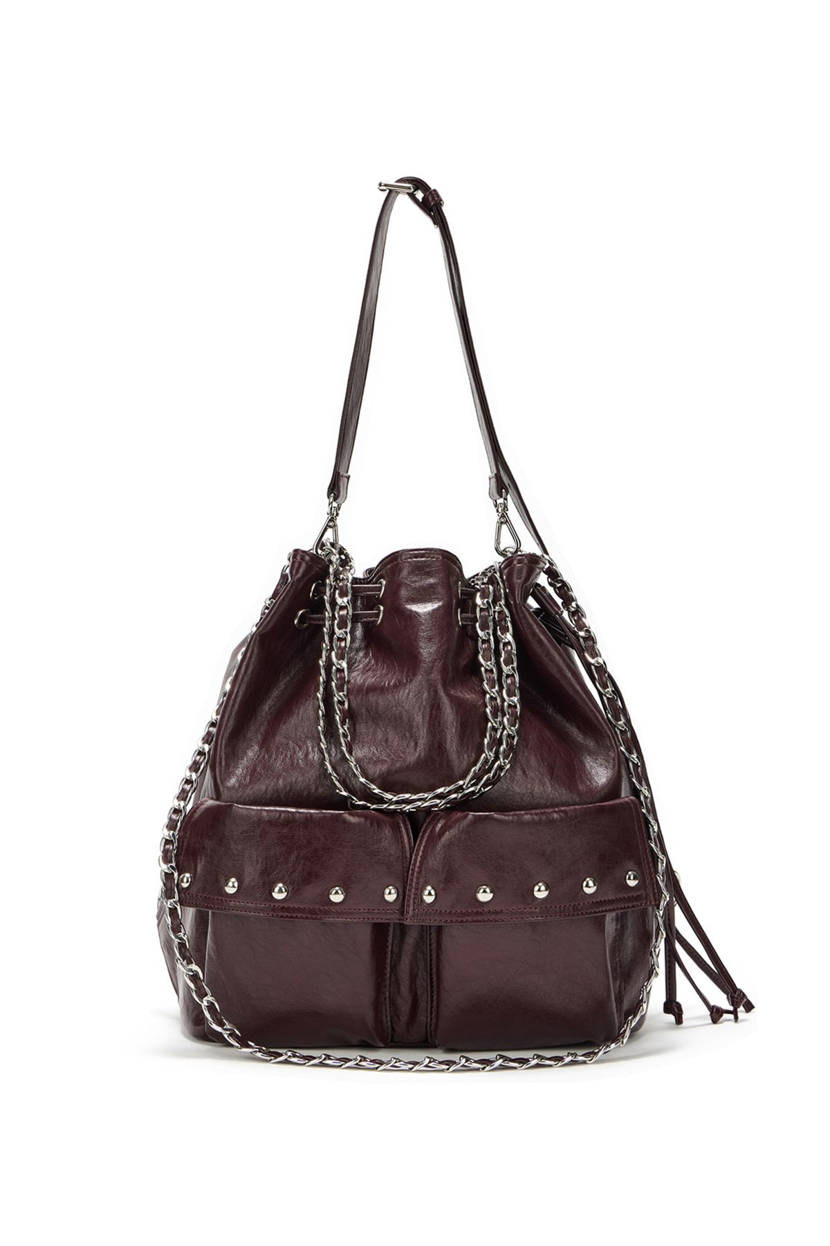 다이닛(DEINET) DEINET 5-WAY STUD POCKET MULTI BAG IN BURGUNDY