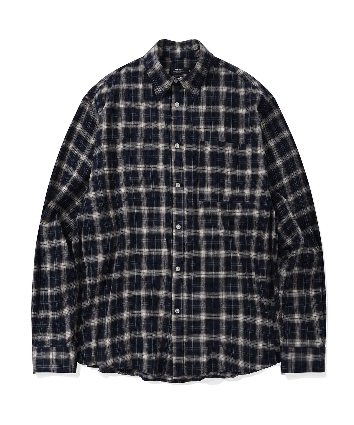 카네이테이(KANEITEI) OVER FIT VINTAGE POCKET CHECK SHIRT (NAVY)
