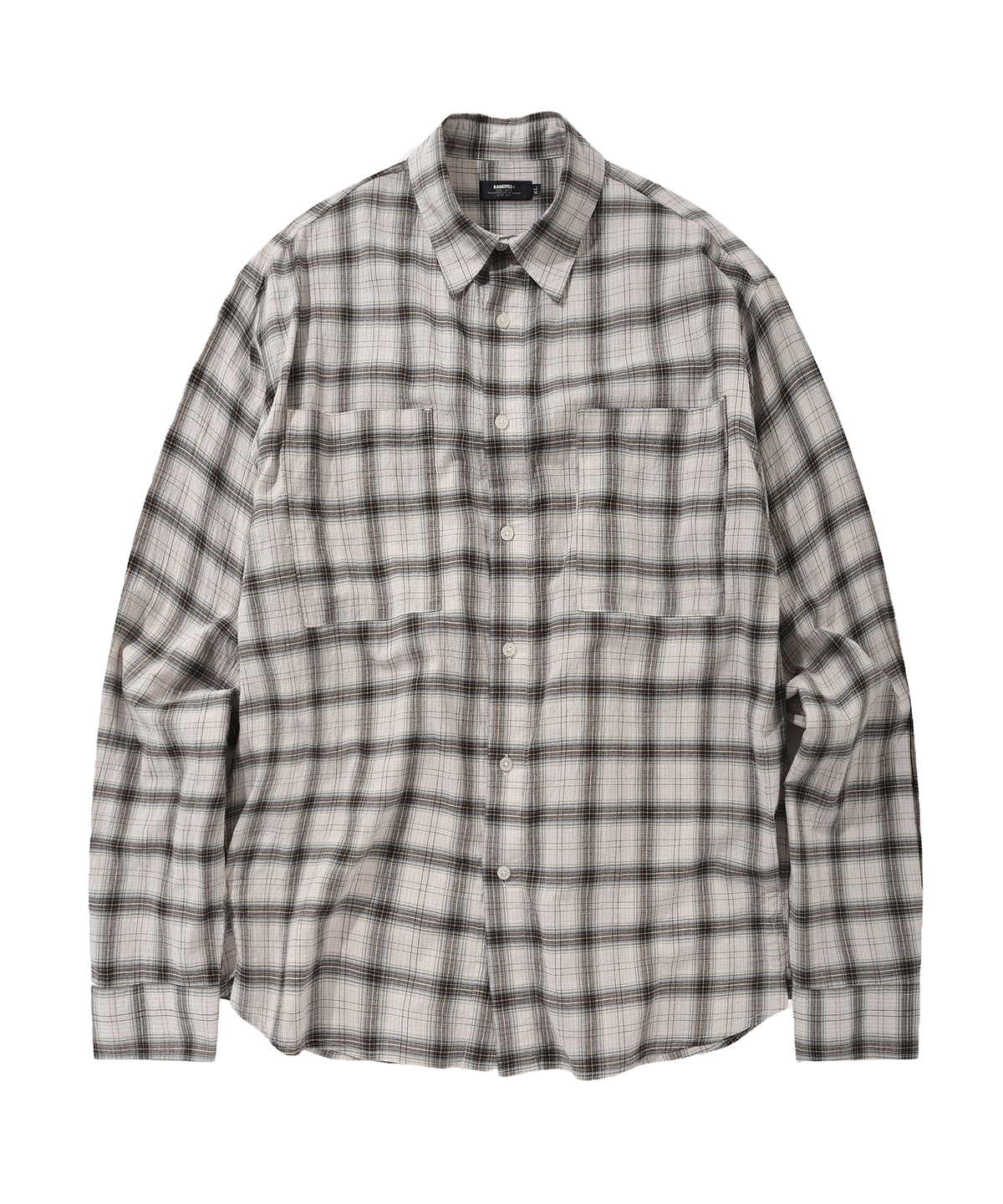 카네이테이(KANEITEI) OVER FIT VINTAGE POCKET CHECK SHIRT (CREAM)