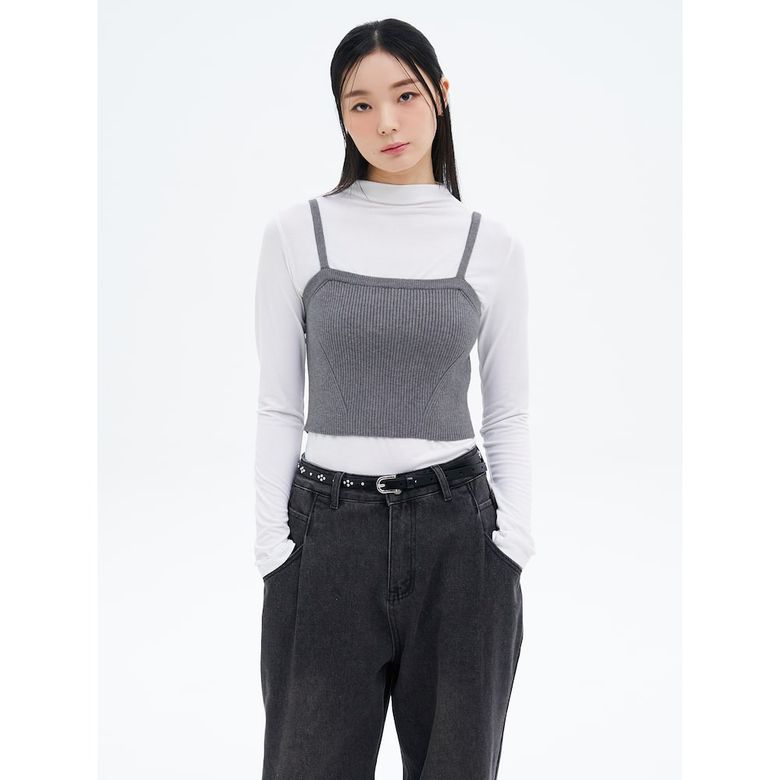 더블 스트랩 니티드 뷔스티에  그레이