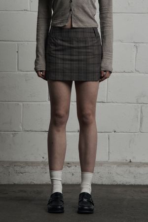 CLASSIC CHECK MINI SKIRT DARK BEIGE