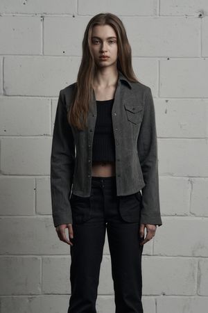 POCKET V-NECK JACKET SHIRT CHARCOAL