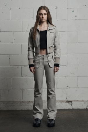 CARGO POCKET COTTON PANTS GRAY