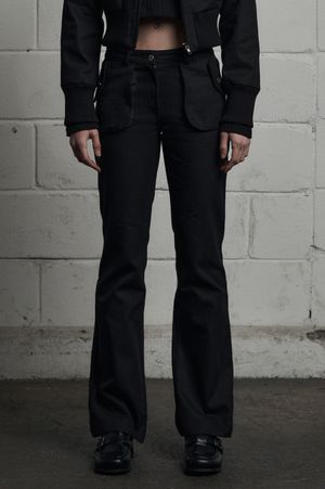 CARGO POCKET COTTON PANTS BLACK