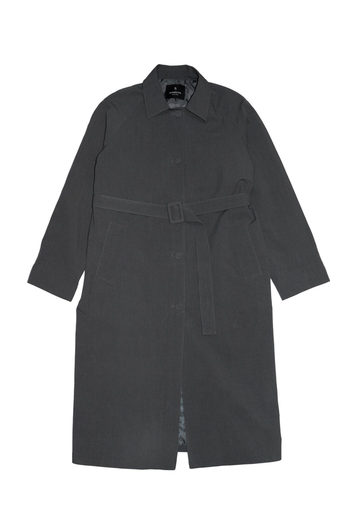 시너진(SYNERJYN) COTTON COLLAR LONG JACKET CHARCOAL