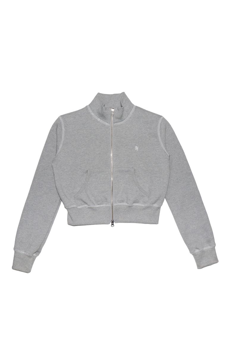 STITCH HIGHNECK CROP ZIP UP MELANGE