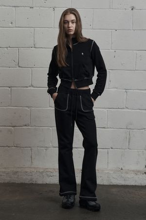 STITCH BOOTS CUT SWEATPANTS BLACK