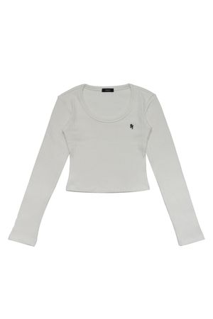 WOOD RIB LONG SLEEVE WHITE