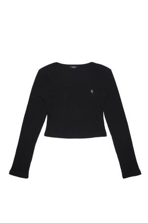 WOOD RIB LONG SLEEVE BLACK