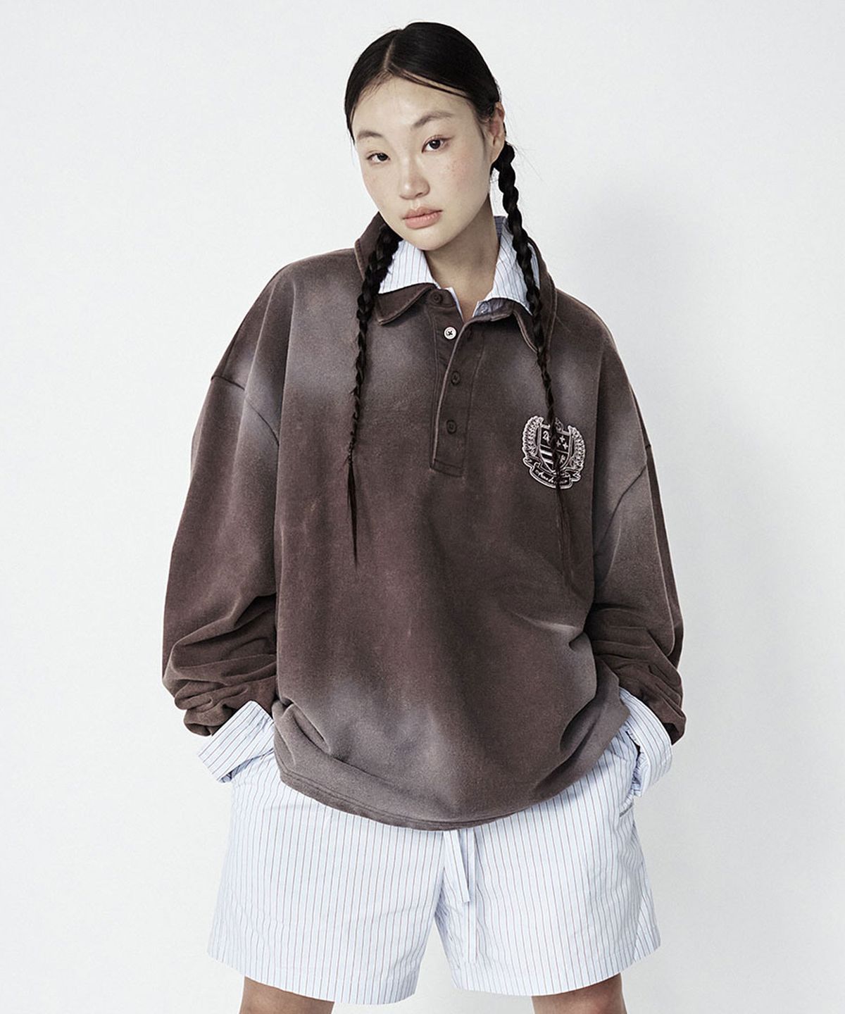 아크메드라비(ACME DE LA VIE) WASHING EMBO RUGBY SWEATSHIRT (3COLOR)