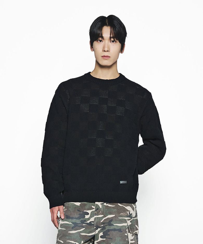 LEATHER WAPPEN OVERSIZE KNIT (2COLOR)