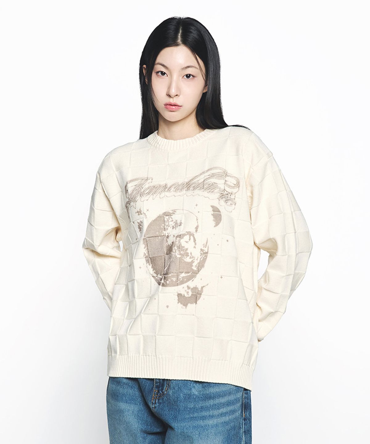 아크메드라비(ACME DE LA VIE) SQUARE STRUCTURE ARTWORK KNIT (2COLOR)