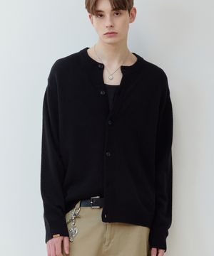 라운드 니트 가디건 BK