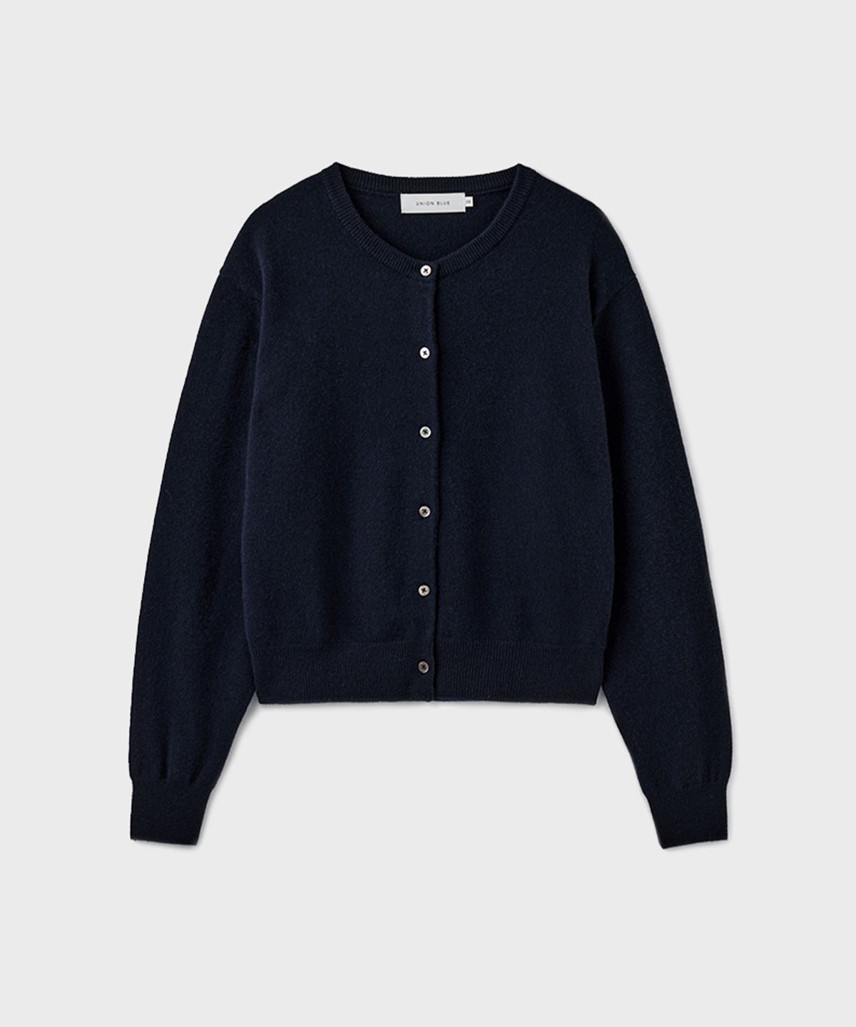 유니온블루 우먼(UNIONBLUE WOMAN) [WOMAN] CASHMERE WOOL ROUND CARDIGAN [DARK NAVY]