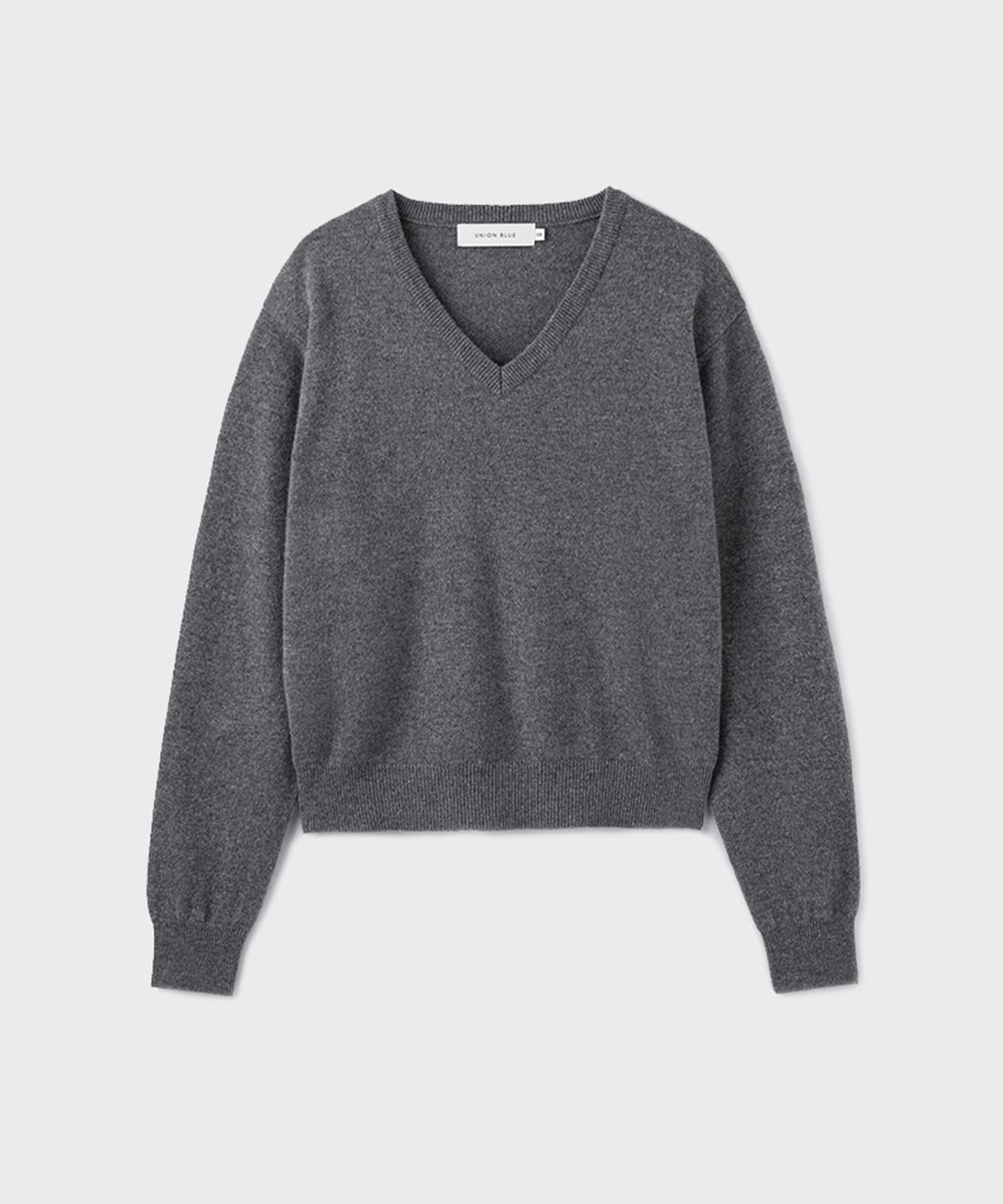 유니온블루 우먼(UNIONBLUE WOMAN) [WOMAN] CASHMERE WOOL V-NECK KNIT [DARK GRAY]