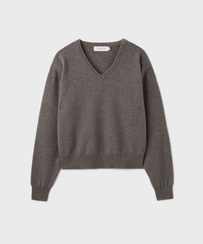 [WOMAN] CASHMERE WOOL V-NECK KNIT [NATURAL BROWN]